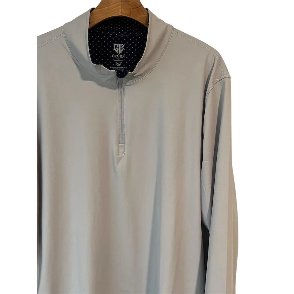 Graham Luxe Jacket Mens XL Gray Pullover Quarter Zip Lightweight Water Resistant